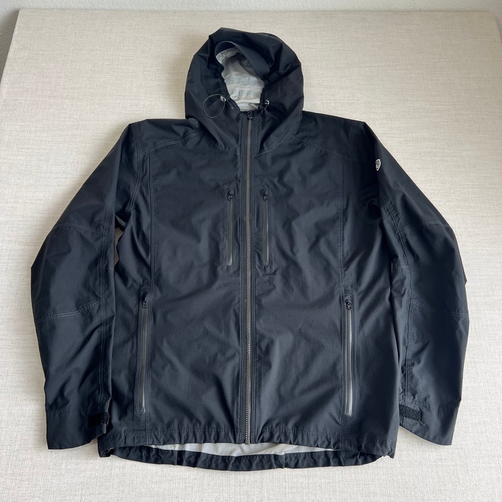 Kuhl Projekt Rain Jacket Mens Large Black Excellent Hooded Waterproof Shell